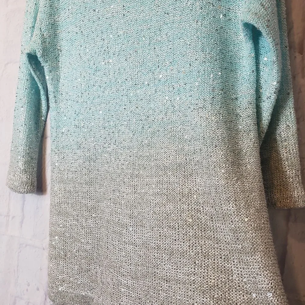 PECK & PECK Sequined Lightweight Ombre Pullover Sweater Petite Small